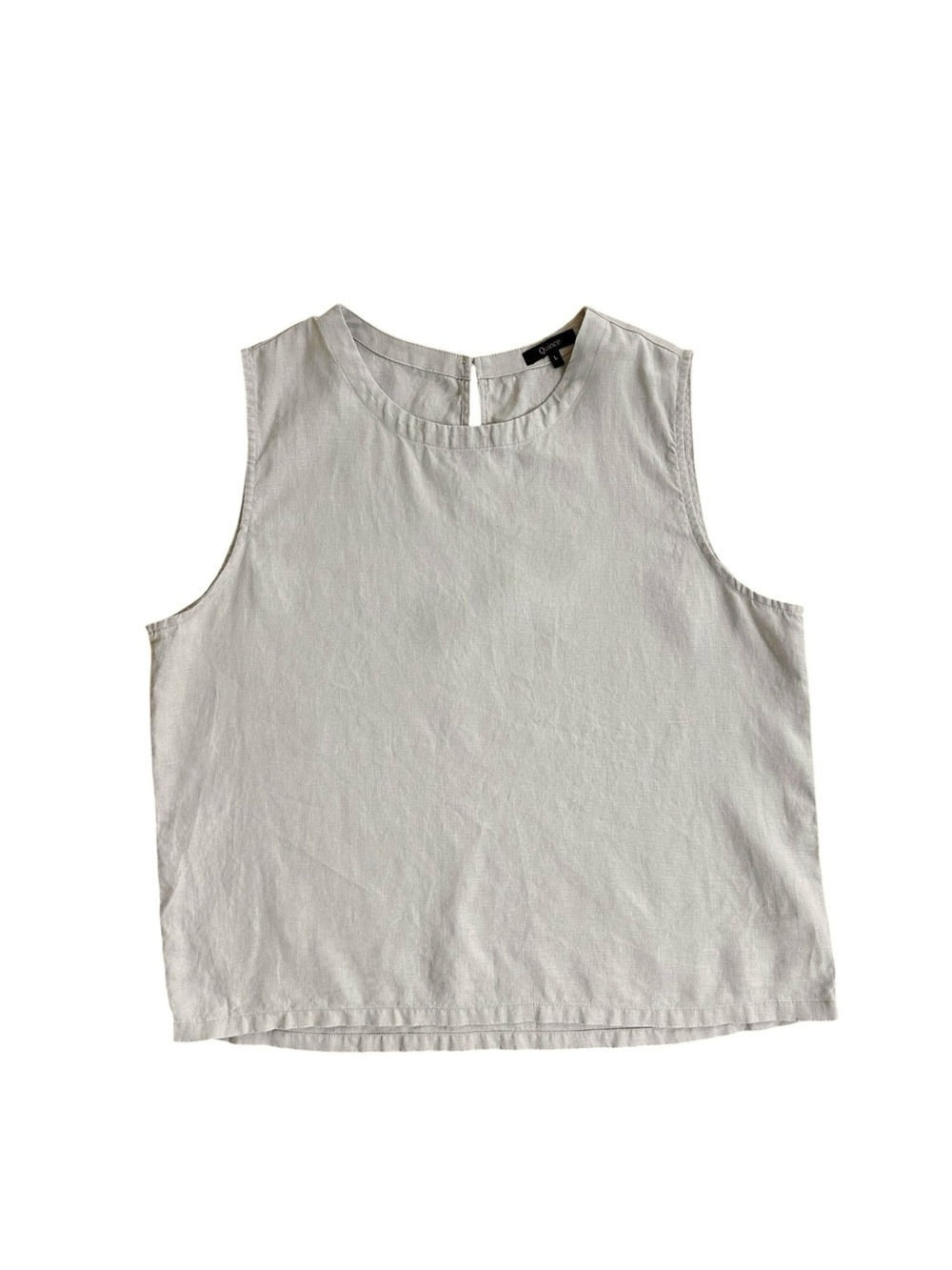 Quince Light Beige Sleeveless Cotton Blend Top